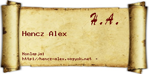 Hencz Alex névjegykártya